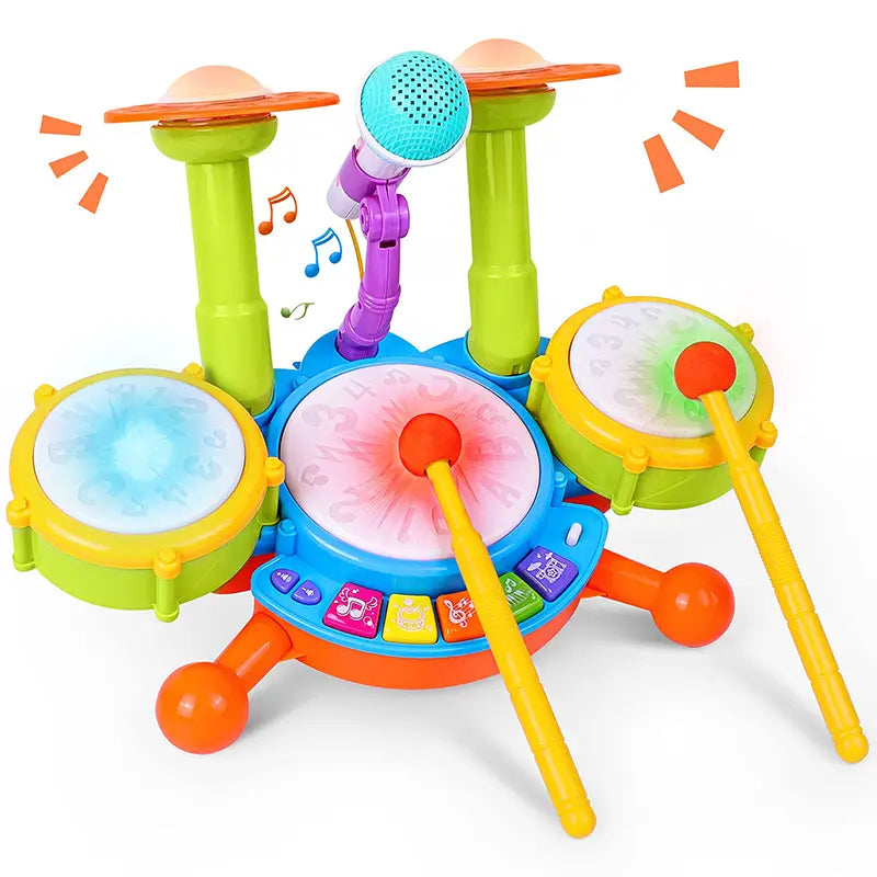 Musical Instruments Children Jazz Drums Electric Light Cool Music Drum Kit Percussion Sound Maker Baby Early Education Toys Gift