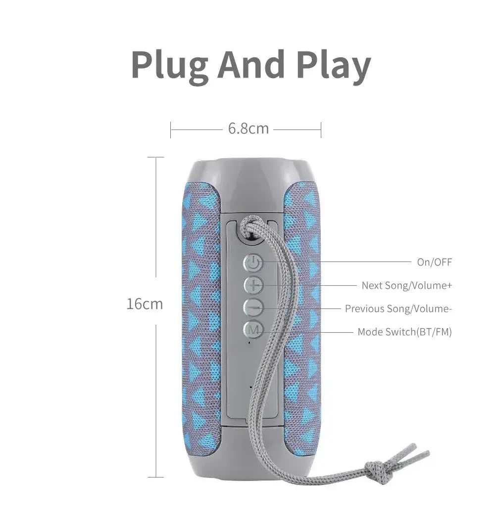 TG117 Portable Bluetooth Speaker TWS Wireless Dual Bass Outdoor Column Boombox FM AUX TF Card Music Player For Camping Riding