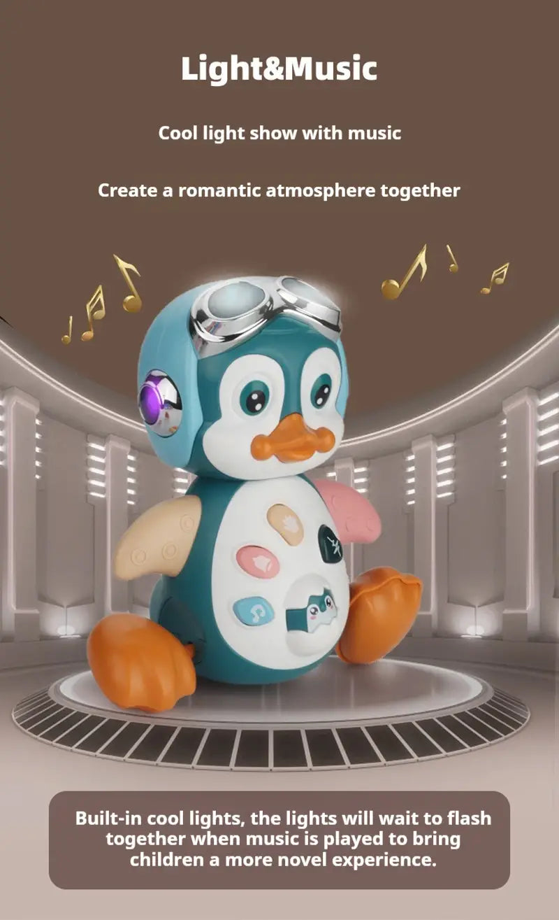 Interactive Walking Penguin Toy Dancing Musical Baby Toy with LED Lights Encourages Crawling Learning for Toddlers Infant Kids