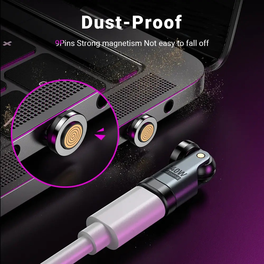 AUFU 9Pin Magnetic USB C OTG Adapter 540 Degree PD3.1 240W Fast Charging Type C Magnet Converter For iPhone 15 16 Laptop Xiaomi
