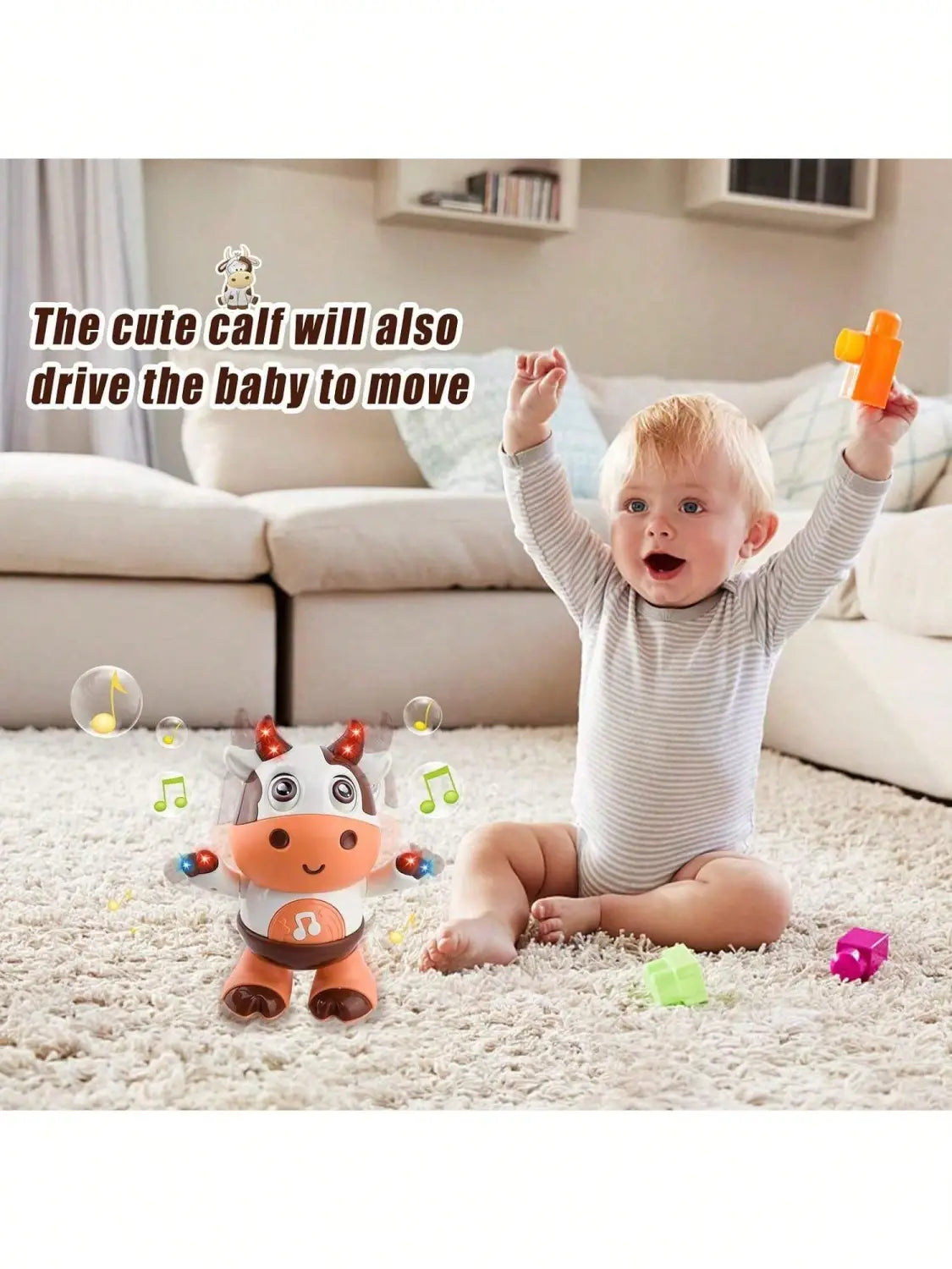 Baby Dancing Cow Toy - Electric Music Plush Cow with Funny Songs and Moves Baby Interactive Baby Toys Cute Toddler Christmas G