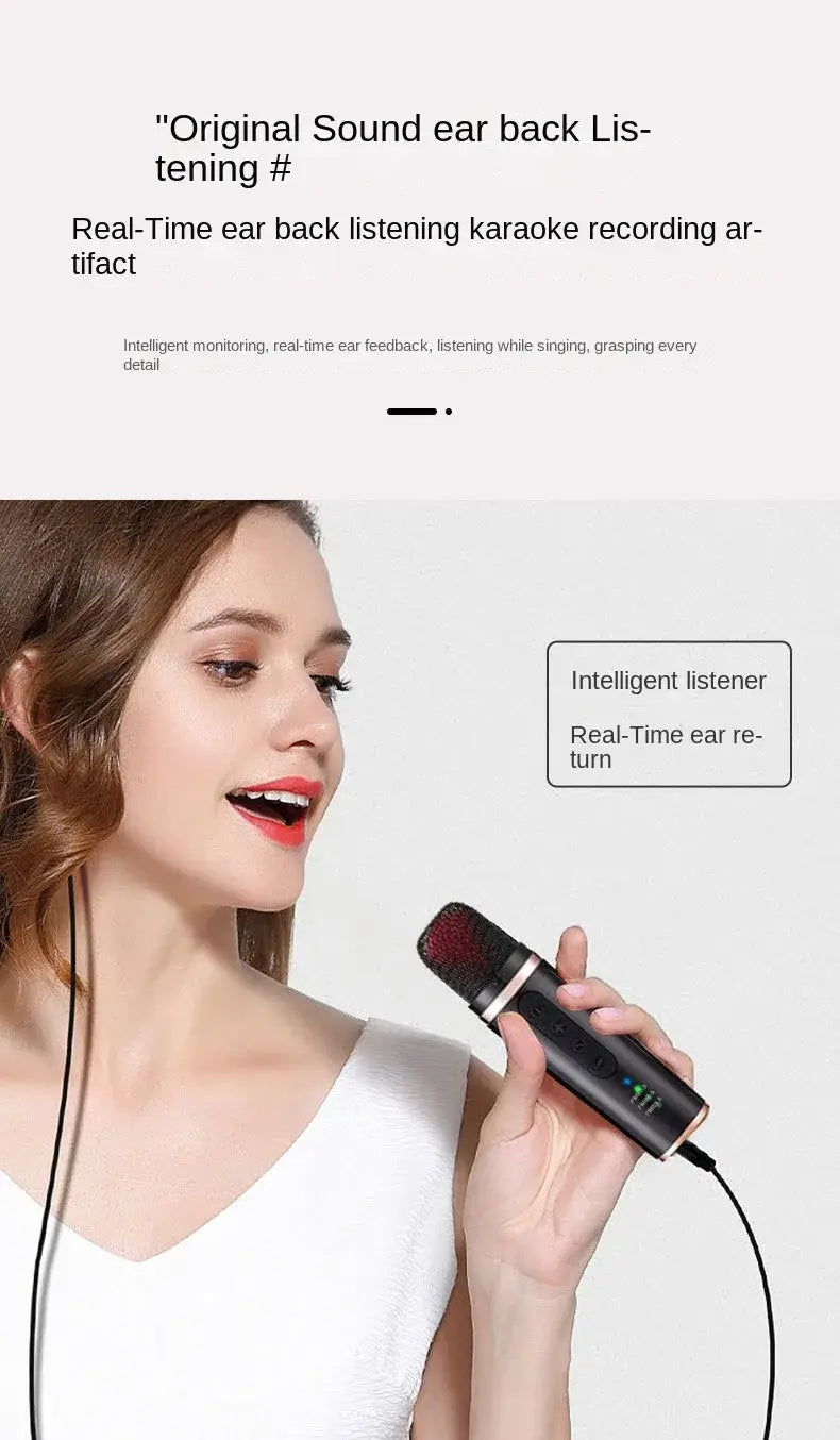 Portable Car Mini Bluetooth Karaoke Microphone Player Song Recording Live Broadcast Equipment FM Cars Wireless Mic