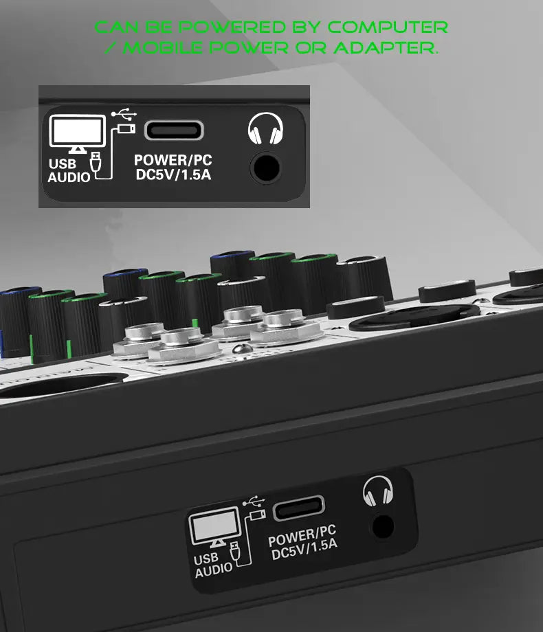 Professional 4-Channel 256DSP Audio Mixer 48V Phantom Power USB Studio Karaoke Bluetooth DJ Console Mixer