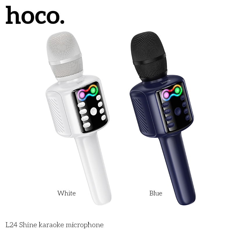 HOCO L24 Bluetooth 5.0 Karaoke Microphone Built-in 52mm Spearker Unit 5W Power Support USB Flash Drive TF card AUX Playback