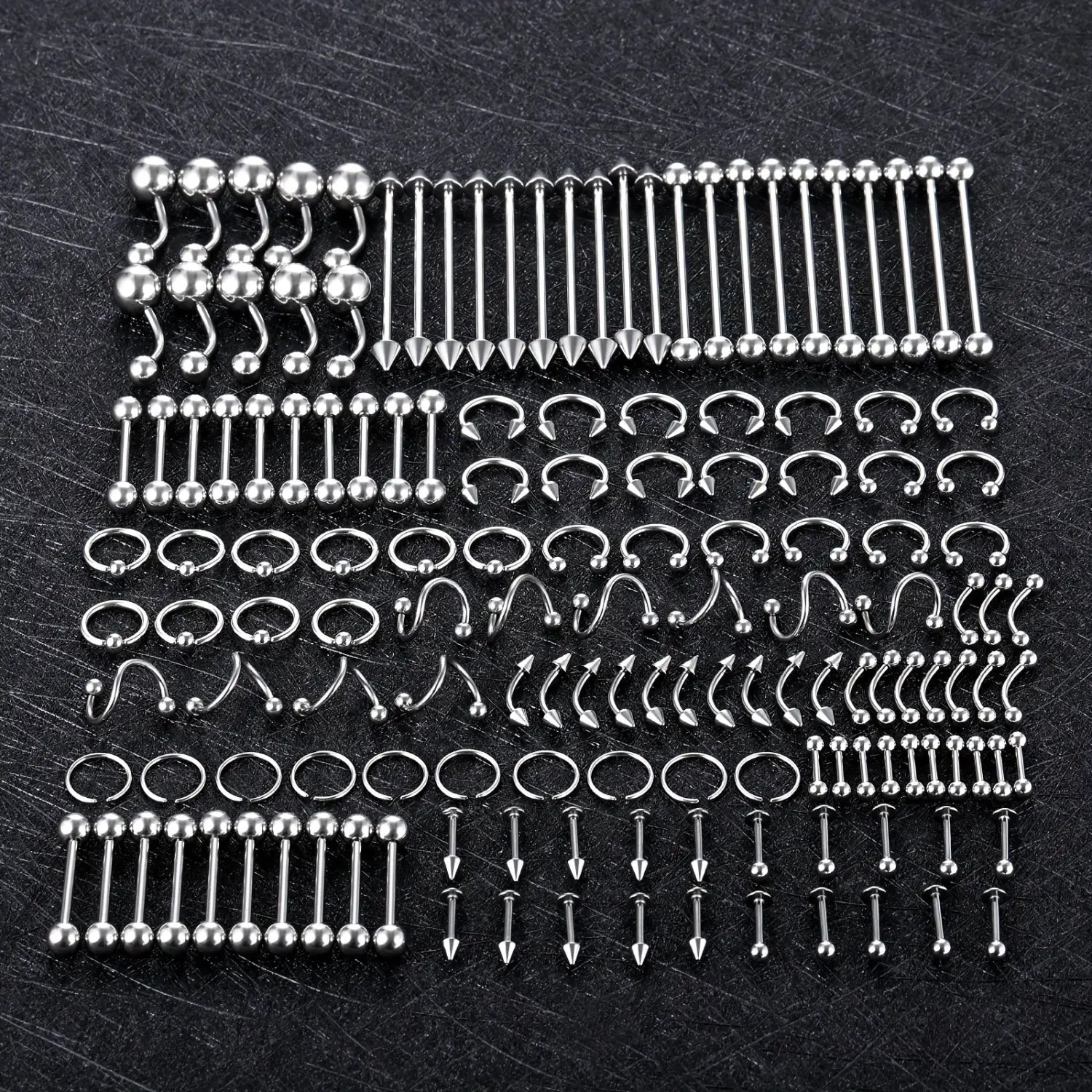 Hiphop Stainless Steel Nose Ring Septum Ring Hoop Nostril Piercing Horseshoe Body Jewelry Set 50-150Pcs Lot for Women Men