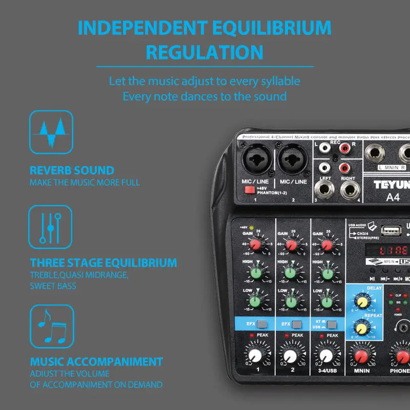 Professional 8-6-4 channel digital mixer sound card microphone mobile phone live broadcast computer recording DJ audio equipment