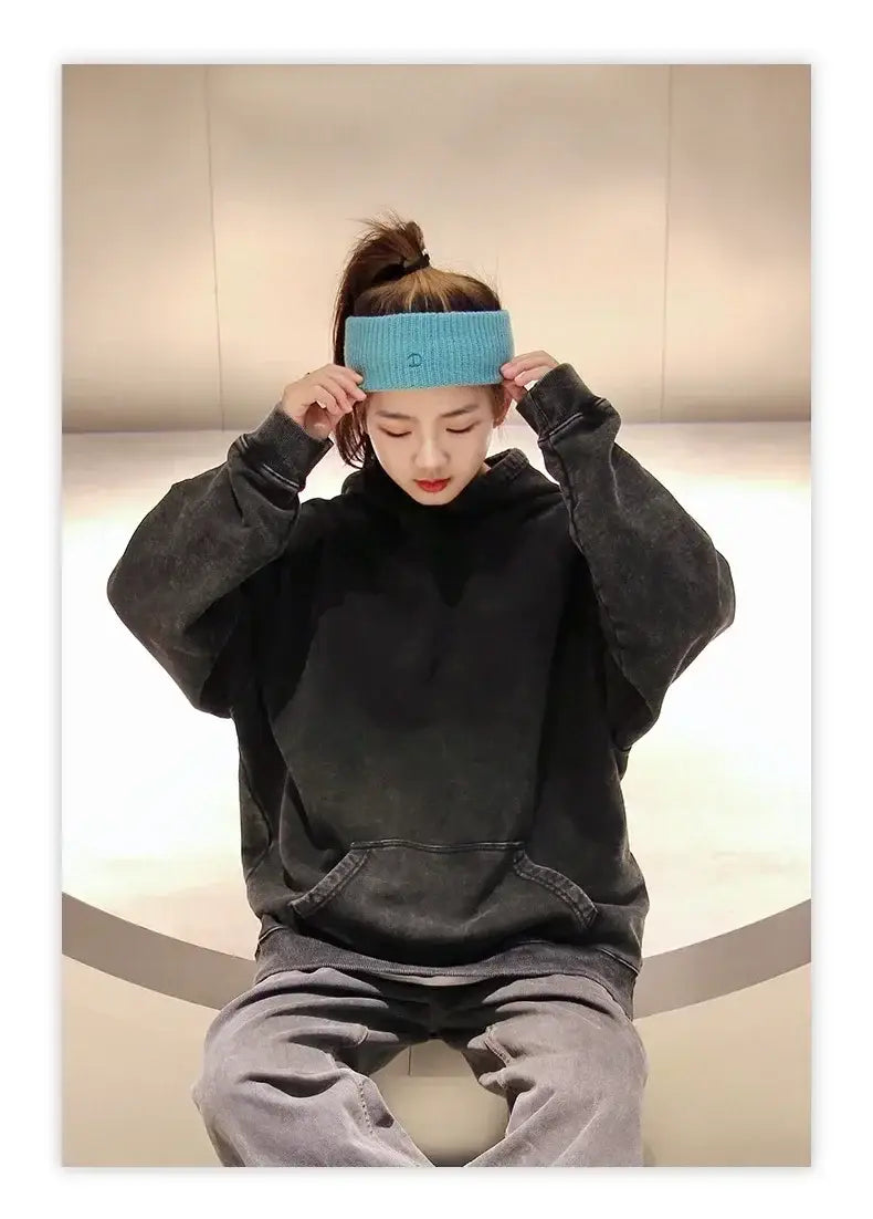 Y2K Washed Hoodies Vintage Cotton Women Men Skull Cross Print Hooded Sweatshirts Oversize Hip Hop Male Pullover Winter Clothes