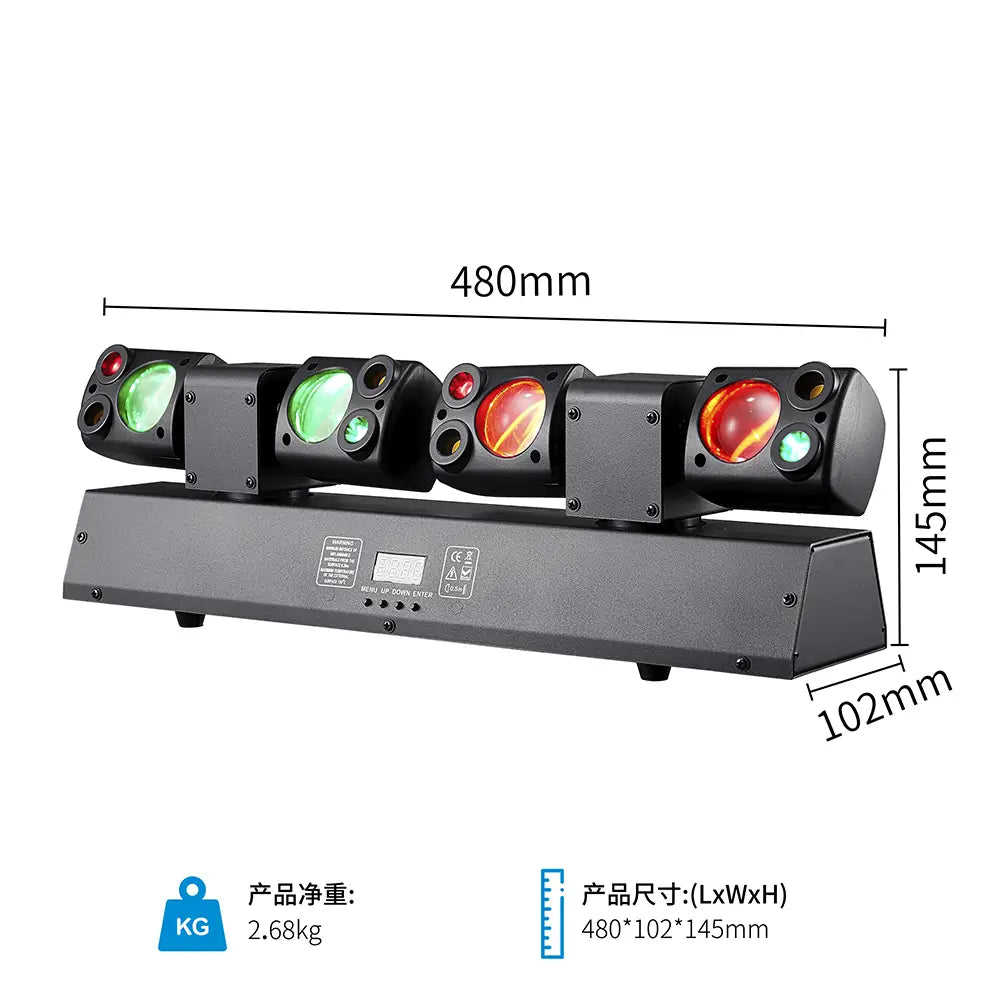 80W LED Moving Head Beam Lights Remote Control Dual-Head Disco Party RGBW DMX512 DJ Equipment Stage Lighting For Event Club Xmas