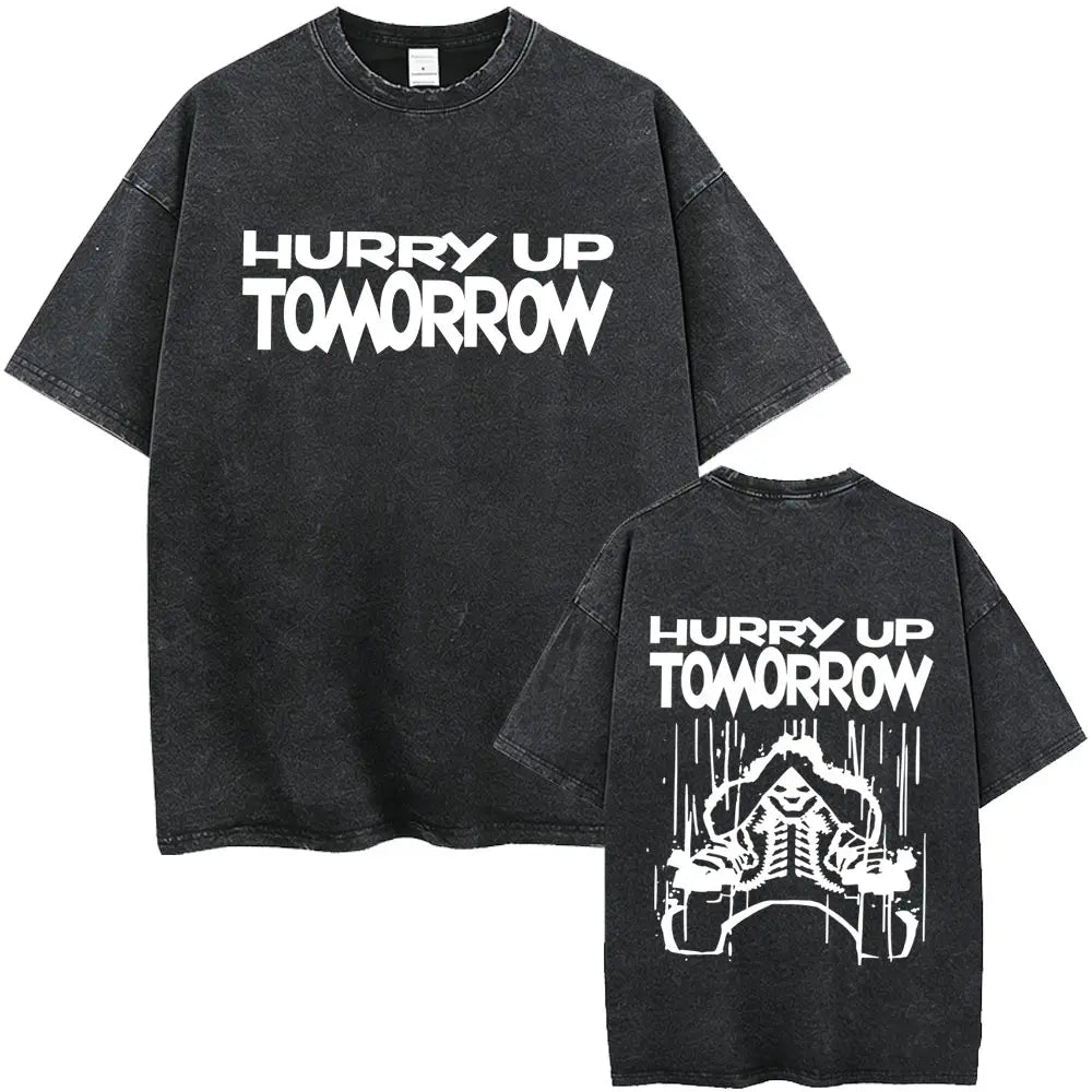 Rapper The Weeknd After Hours Til Dawn with Playboi Carti Tour 2026 Vintage Washed T Shirt Men Hip Hop Fashion Pop Music T-shirt