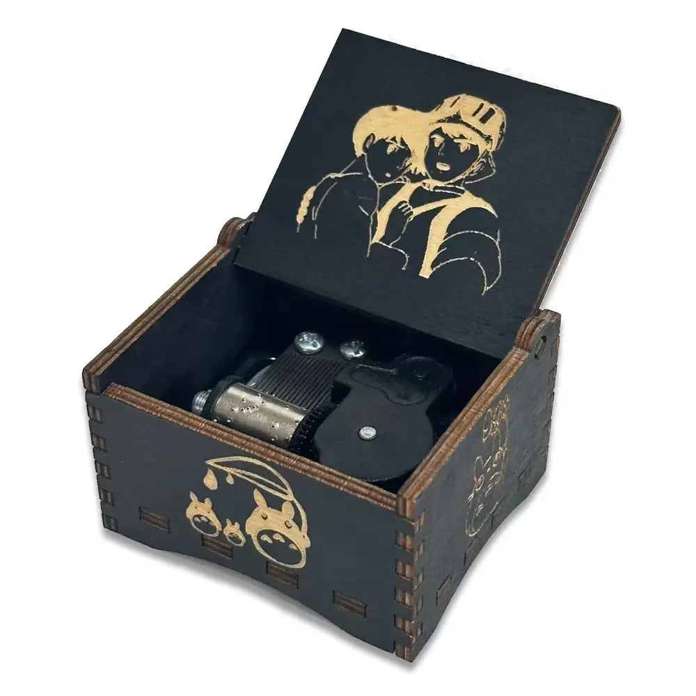 Wooden music box creative spring music box laser engraving gift giveaway stall toy display solid wood music box