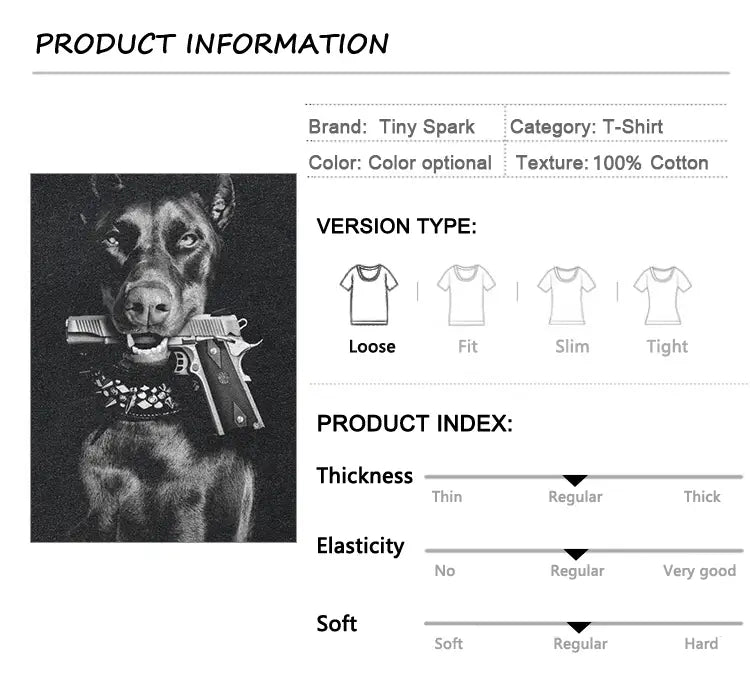 Hip Hop 2024 Vintage Washed Black T-Shirt Streetwear Doberman Dog Gun Graphic T Shirt Cotton Unisex Tshirt Men Tops Tee Hipster
