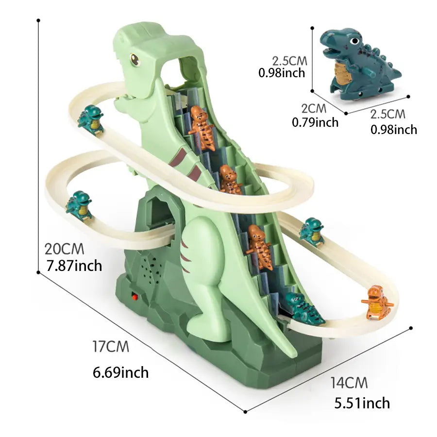 Dinosaur climbing slide music toy with 3 dinosaurs puzzle fun electric slide toy car Halloween boy and girl Christmas gift
