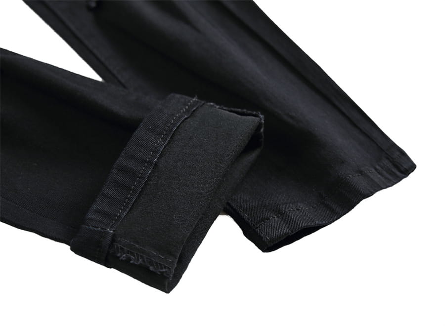 2026 New Men’s Casual Jeans Trendy Red Hip Hop Holes Slim Denim Pants Ripped Trousers Versatile Stretch Distressed Pants Male