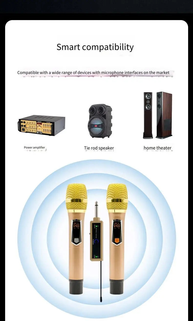 One Drive Two Wireless Microphone U-segment for Karaoke Stage Speeches Wedding Performance Hip Hop Live Broadcast