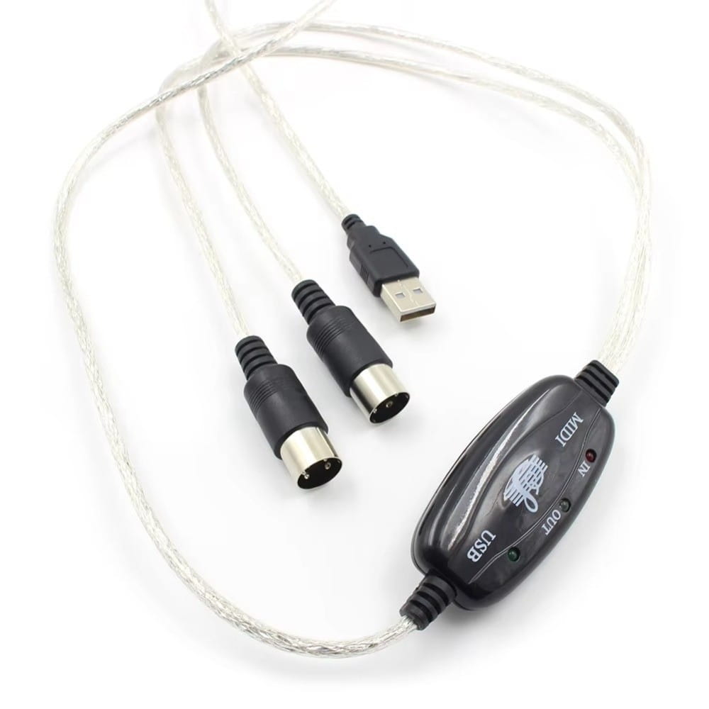 5 Pin MIDI to USB Converter Portable Keyboard to PC Converter MIDI Interface Cable IN-OUT Instrument Supplies MIDI Adapter Cable