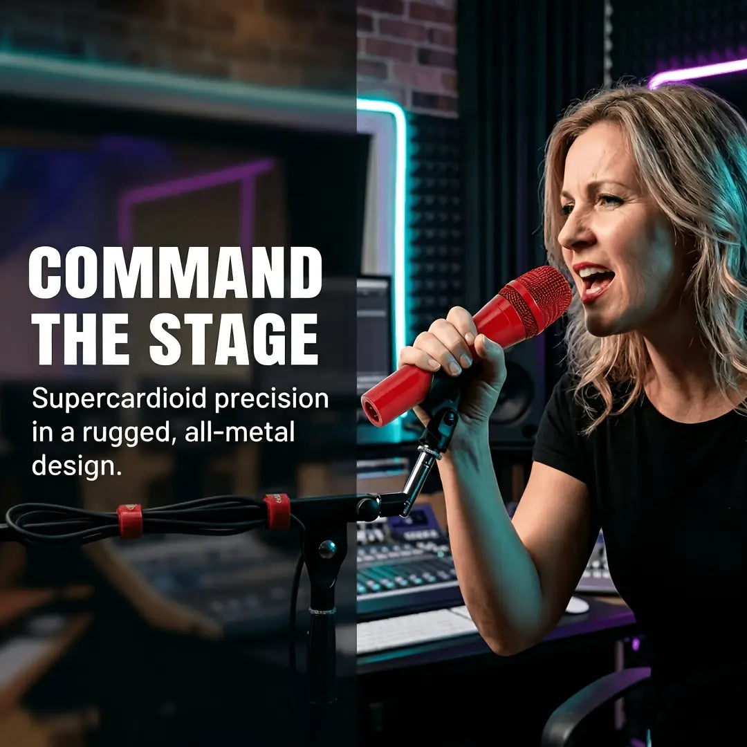 LN-945 Red Professional Dynamic Microphone SuperCardioid Pickup Mic For Live Singing Stage Performance Karaoke Studio Recording