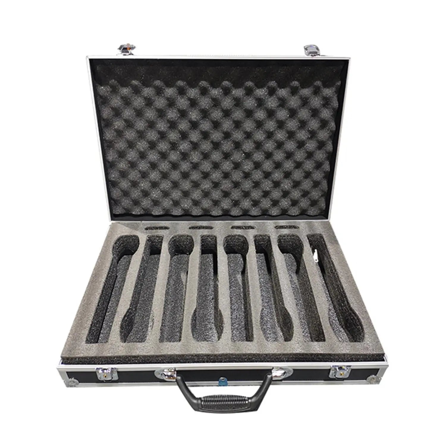 Microphone Case Studio with Sponge Lining Impact Resistant Instrument Box Singing Professional Hard Shell Mic Case for 4/8 Mics