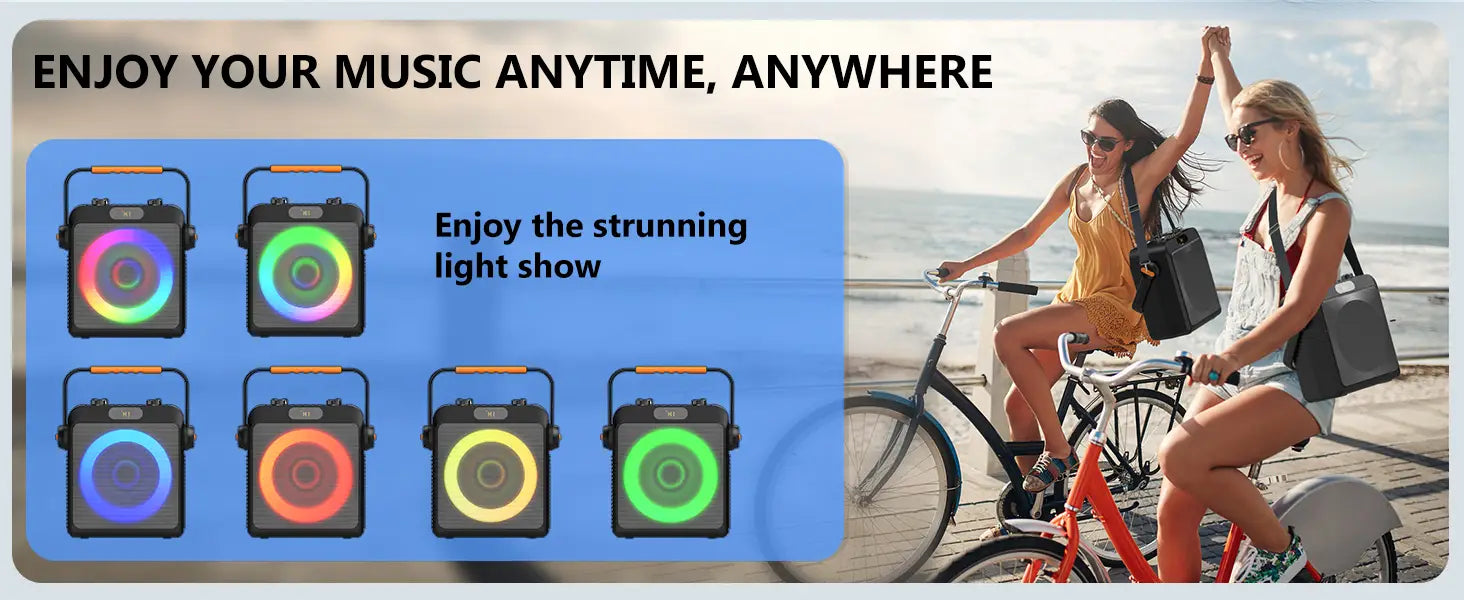 T19-T Karaoke machine with 2 wireless microphones black Karaoke speakers with bass/treble adjustment