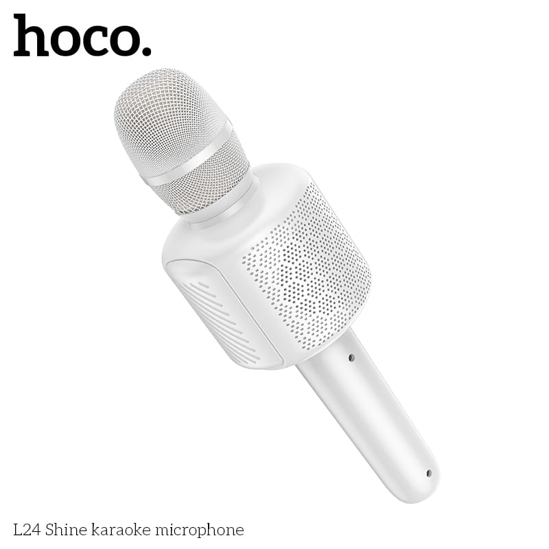 HOCO L24 Bluetooth 5.0 Karaoke Microphone Built-in 52mm Spearker Unit 5W Power Support USB Flash Drive TF card AUX Playback