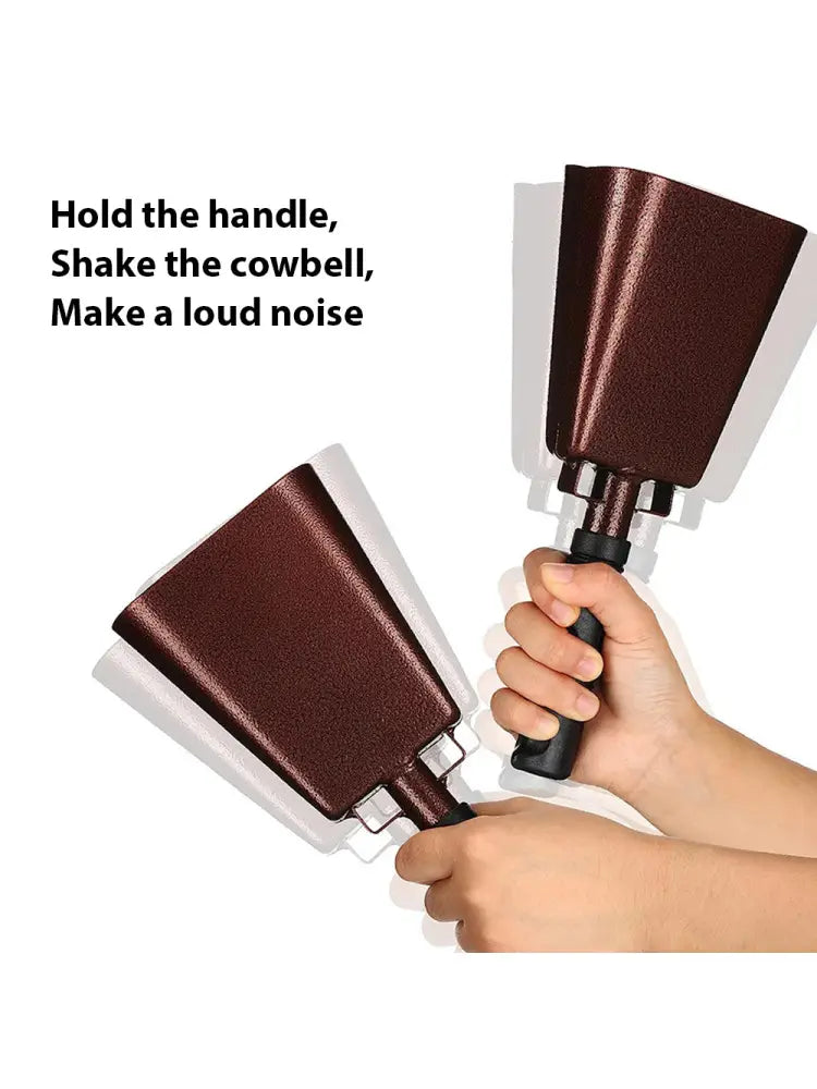 10 Inch Cowbell Noise Makers Percussion Musical Instrument Iron Decorations School Hand Bells with Handle for Games Sports