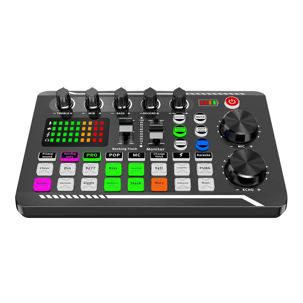 F998 Bluetooth Sound Card Console Studio Sound Card Kit with USB Microphone Computer Live Voice Mixer Sound Card DJ Equipment