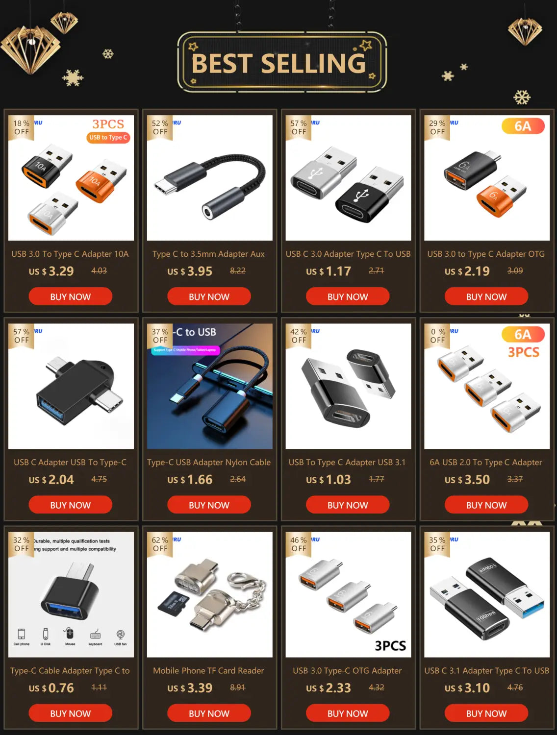 USB C 3.0 Adapter Type C To USB 2.0 Adapter for Mobil Phone Male To Female USB C Converter USB Type-C Converter for PC Laptops