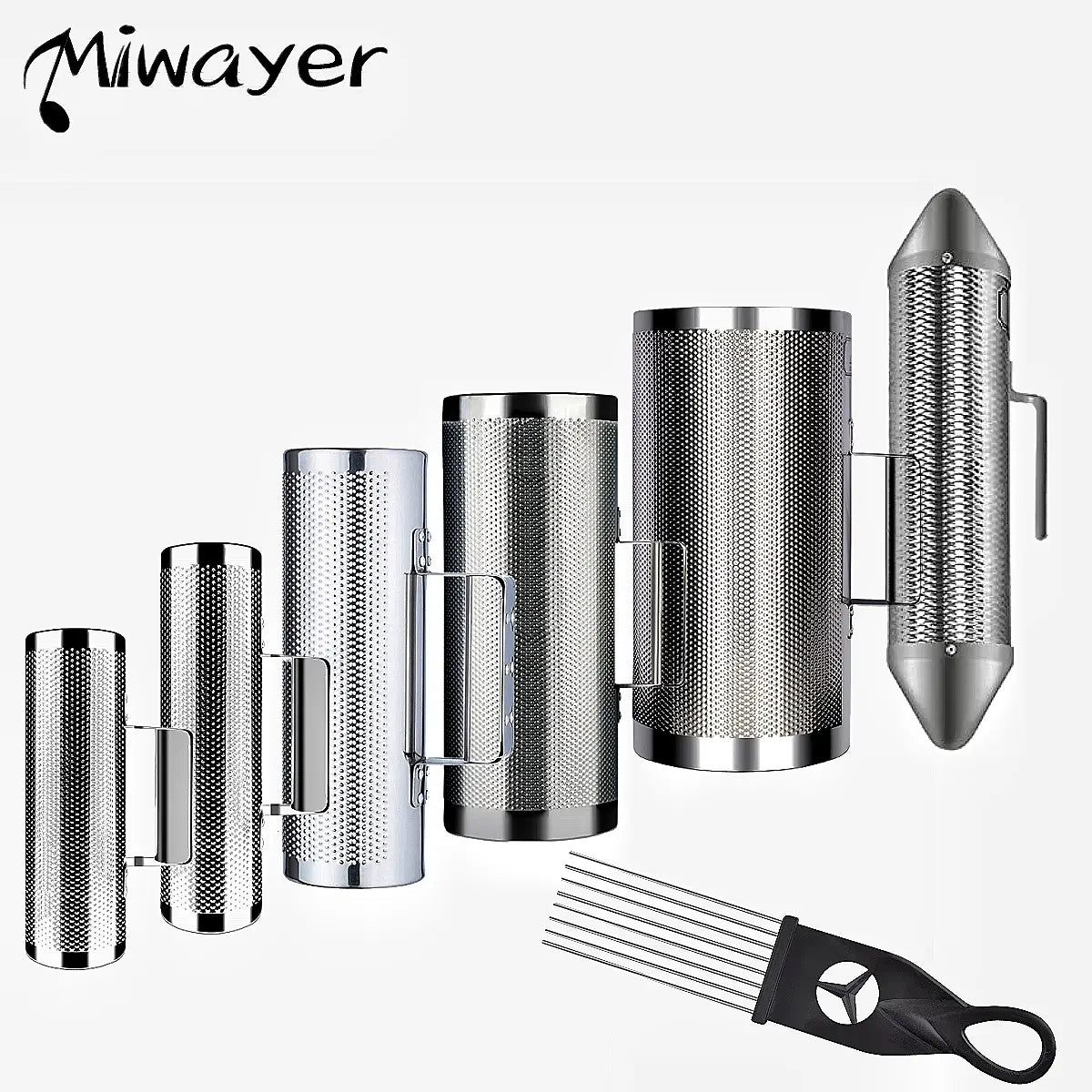 Miwayer Guira Stainless Steel Latin Percussion Guiro Instrument Puerto Rico Instruments with Guiro Scrapers for Live