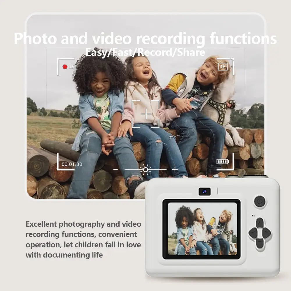 kids Instant print camera with 32GB memory card,photo&video&puzzle games & music,perfect gift for boys and girls aged 4+