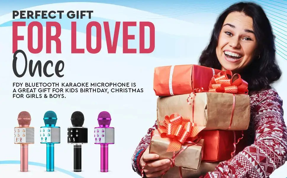 Wireless Bluetooth Karaoke Microphone Speaker 5 in 1 Handheld Rechargeable Microphone for Home Party Singing Meeting