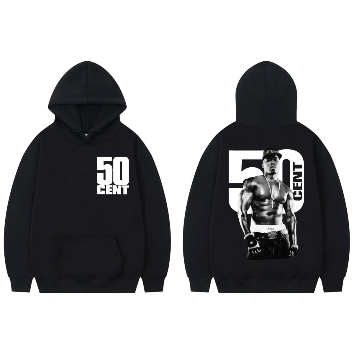 Rapper 50 Cent Double Sided Print Hoodie Men Women Hip Hop Vintage Hooded Sweatshirts High Quality Fashion Oversized Pullovers