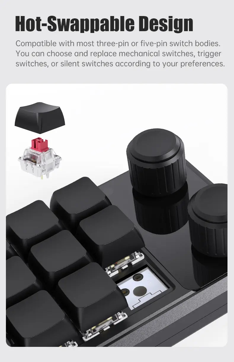 Programming Macro Custom Knob Keyboard RGB 3 Key Copy Paste Mini Button Photoshop Gaming Keypad Mechanical Hotswap Macropad