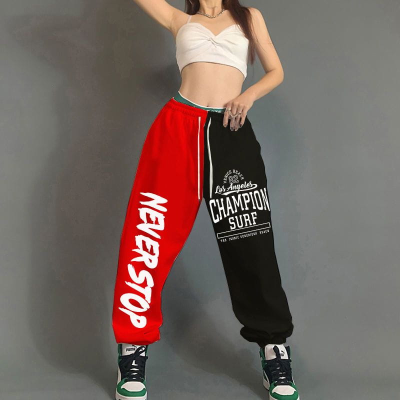 Hip Hop Women Streetwear Dance Sweatpants Spring Autumn New High Waist Letter Print Pockets Cotton Loose Fashion Casual Trousers