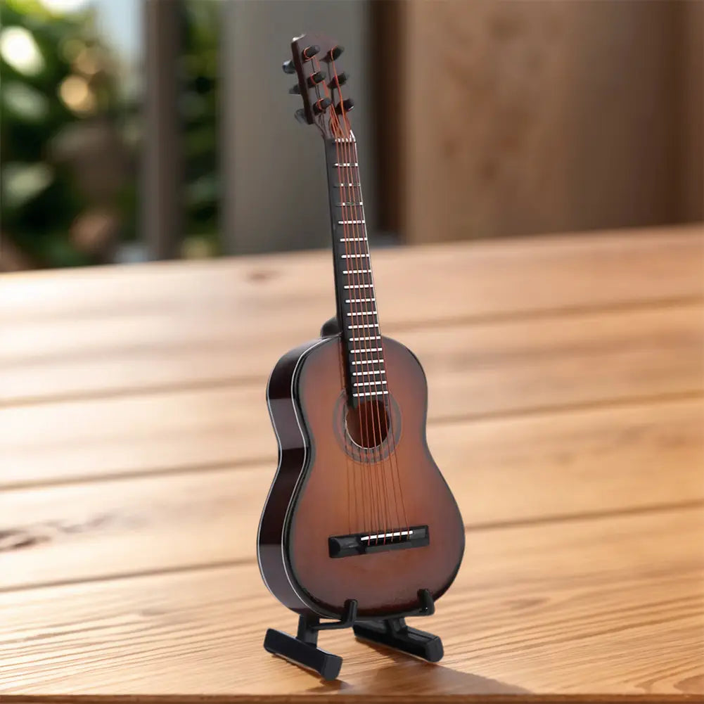 Wooden Miniature Guitar Model with Stand Modern Simple Mini Musical Ornaments Craft Home Desk Decoration for Home Display Decor