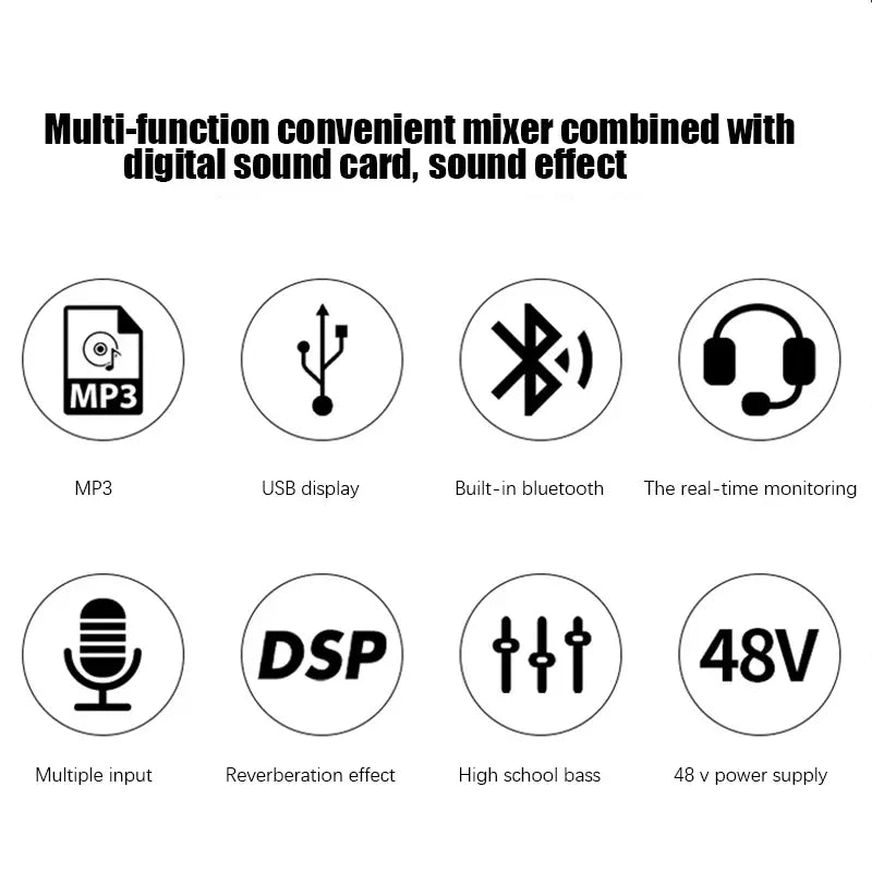 Professional 8-6-4 channel digital mixer sound card microphone mobile phone live broadcast computer recording DJ audio equipment