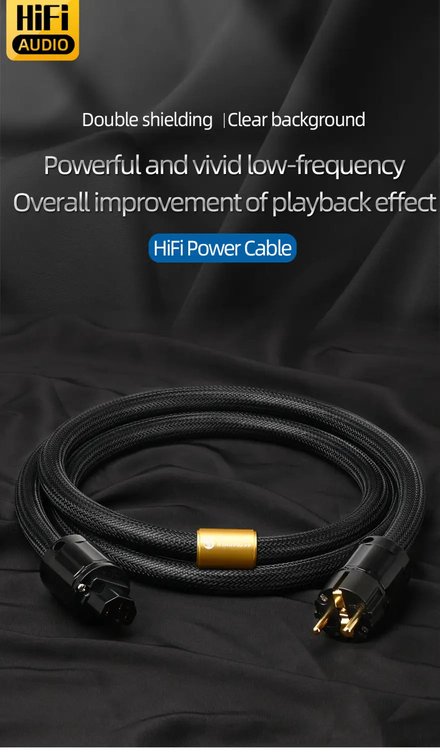 ATAUDIO HiFi EU Power Audio Cable High Quality 6N OFC Double Shielded with Gold-plated Plug AC Power Kabel for Speaker Amplifier