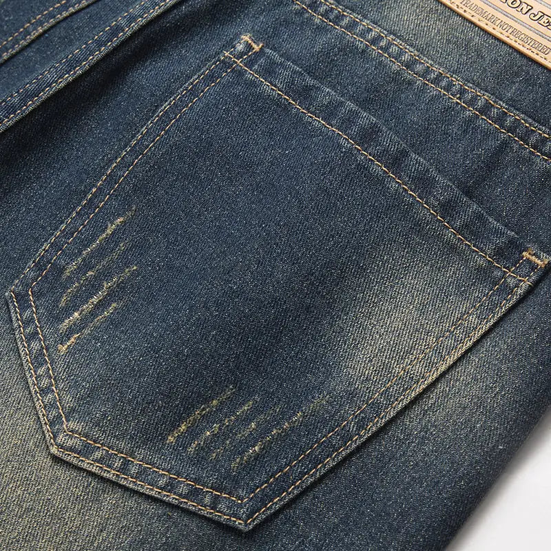 Hip-hop Ripped Men’s Jeans Spring New Rock Motorcycle Denim Pants Retro American Streetwear Hole Loose Straight Trousers