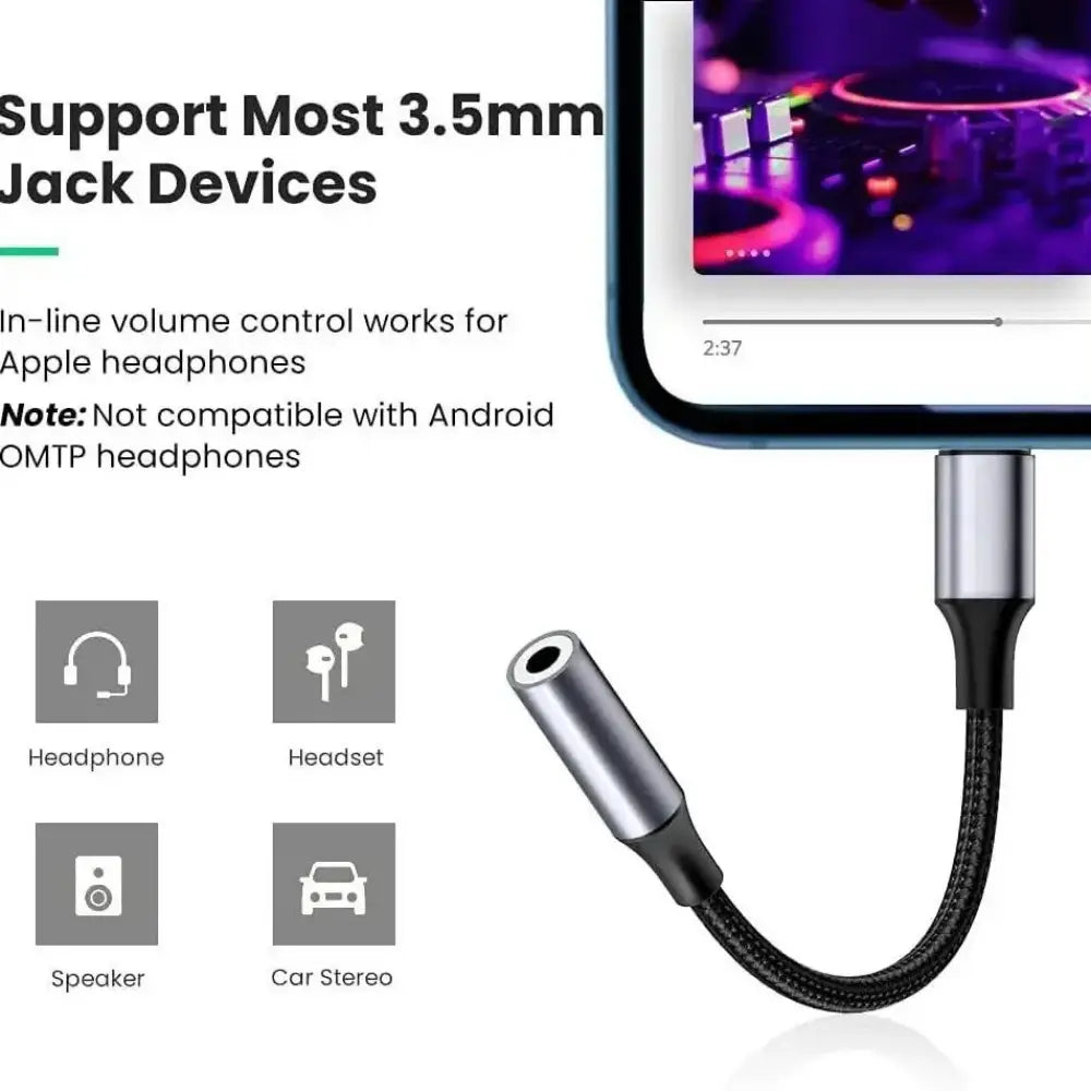 Type C 3.5 Aux Jack Audio Cable USB Type C To 3.5mm Audio Adapter Earphone Wire Converter For iPhone 15 Samsung Galaxy S24 S23