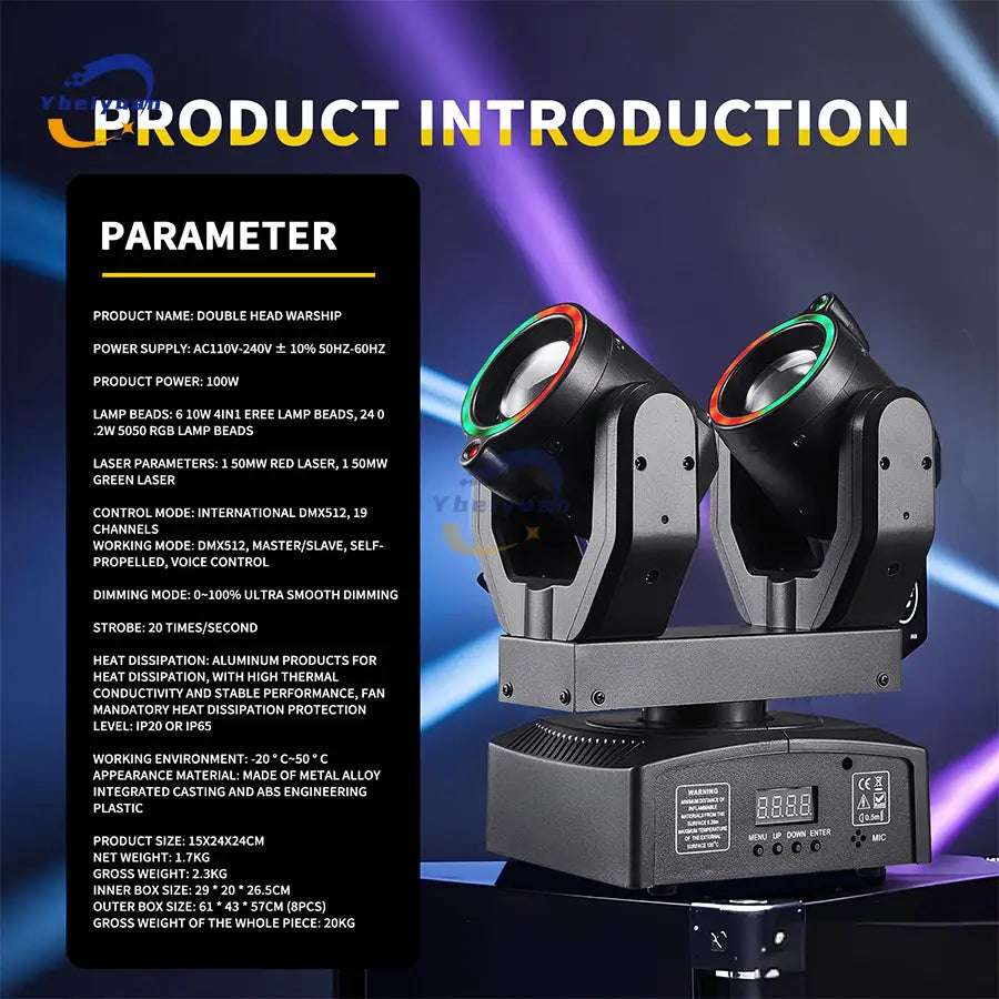 New Double Head Moving Head Beam Light With Aperture Remote Control DMX512 DJ Disco Bar Christmas Birthday Party Effect Light