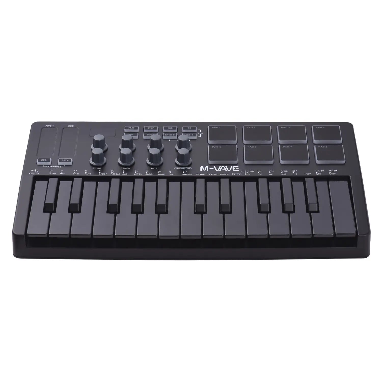 M-VAVE SMK-25 25-Key MIDI Keyboard Controller 8 RGB Backlit Drum Pads Beats Maker Music Keyboard Strike Pad for Music Production