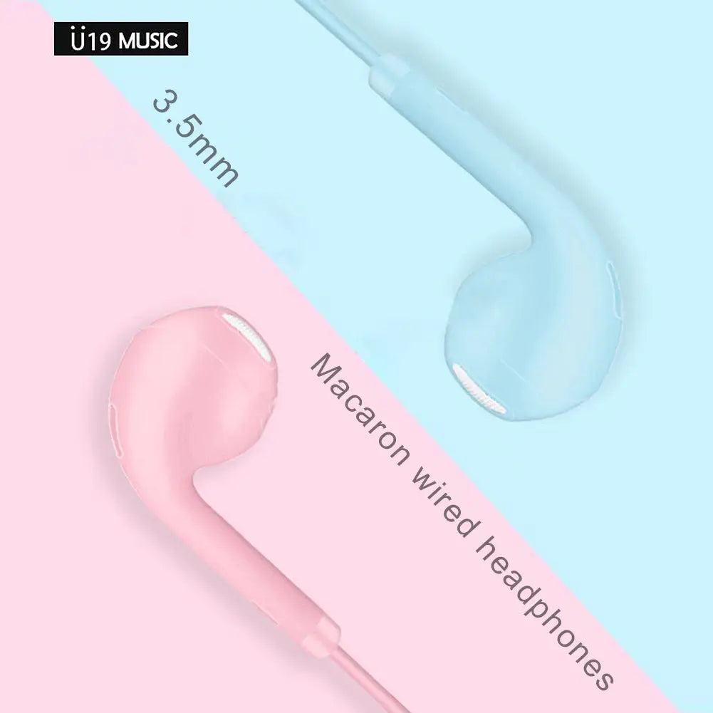 3.5mm Wired Headset Macaron Earphone In-Ear Headphone Music Multicolors 1.2m with Microphone Earphones Universal for Smart Phone