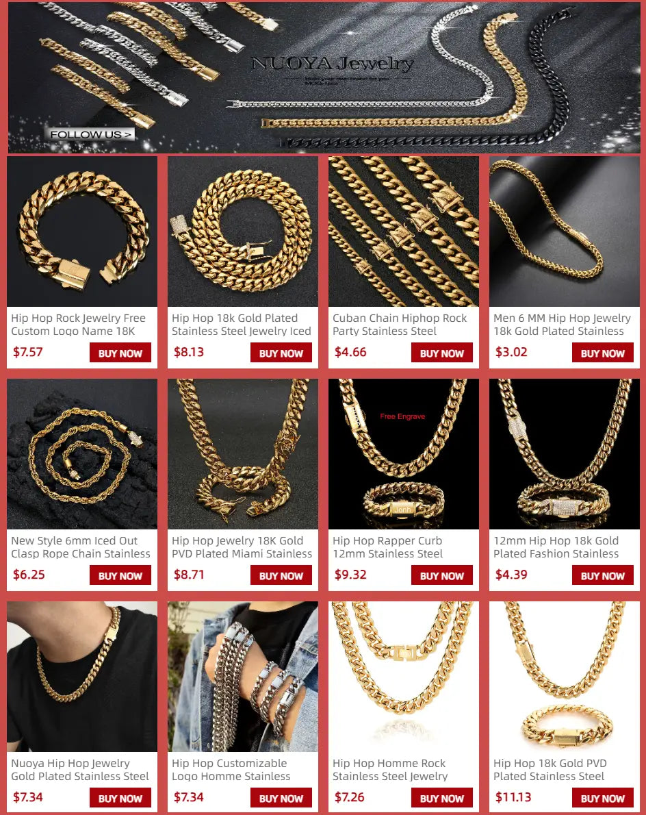 12mm Hip Hop Stainless Steel Jewelry Homme Cadena Luxury Miami Cuban Link Chain Men Rapper Rock Necklace