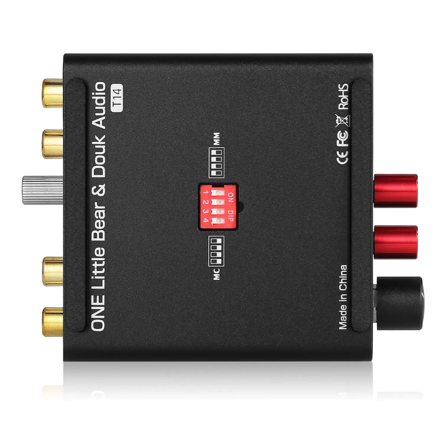 Douk Audio T14-EQ Stereo RIAA MM/MC Phono Stage Preamp Home Turntables Preamplifier with 3.5mm Headphone Amp