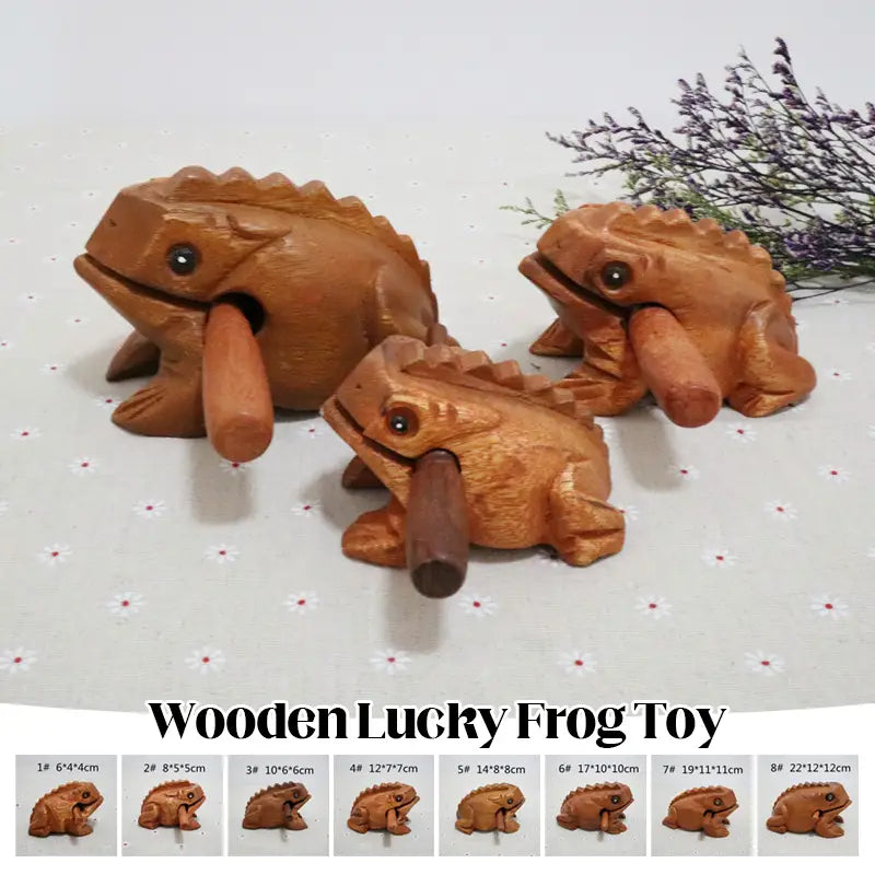 Wooden Lucky Frog Thailand Traditional Craft Croaking Musical Instrument Home Office Decor Fengshui Carved Ornament Kid Toy Gift