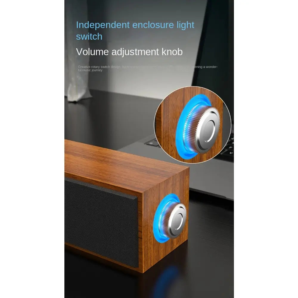 New Long Strip USB Wired Bluetooth Dual Speakers Wooden Small Speaker Computer Notebook Sound Bar Desktop Heavy Bass