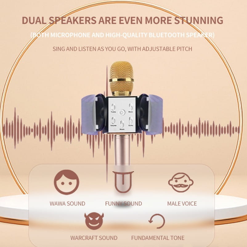 Wireless Bluetooth Handheld Microphone Colorful Light Singing Karaoke KTV for Music Lover Eliminate Music Original Sound Speak