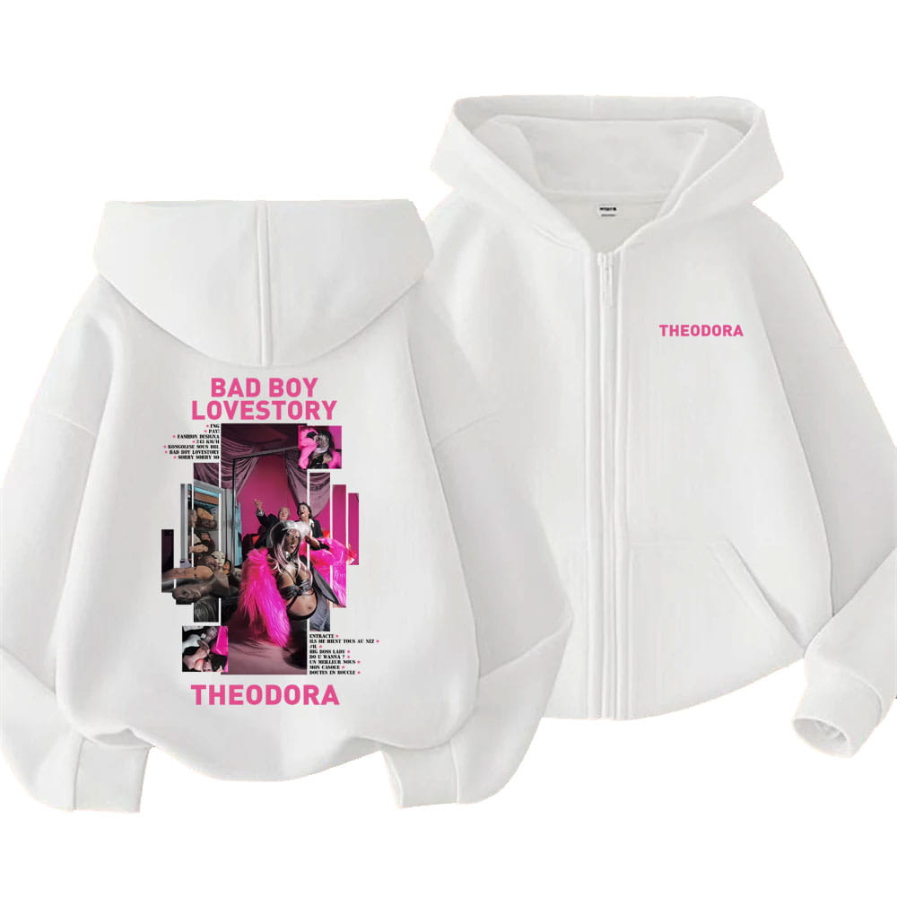 Rapper Theodora Mega Bbl Bad Boy Lovestory Zipper Hoodie Men Women Fashion Hip Hop Zip Up Sweatshirt Men’s Vintage Zip Up Jacket