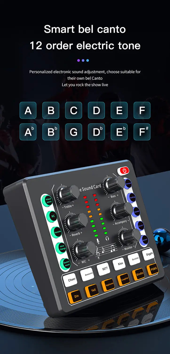 Live Sound Card Studio Record Professional Soundcard Bluetooth Microphone Mixer Voice Changer Live Streaming Audio Mixer Karaoke