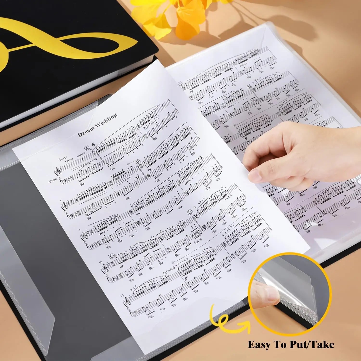 Sheet Music Binder 60 Pages Sheet Music Binder Fits 8.5 x 11.5 Inch Letter Size/A4 Music Storage Folder