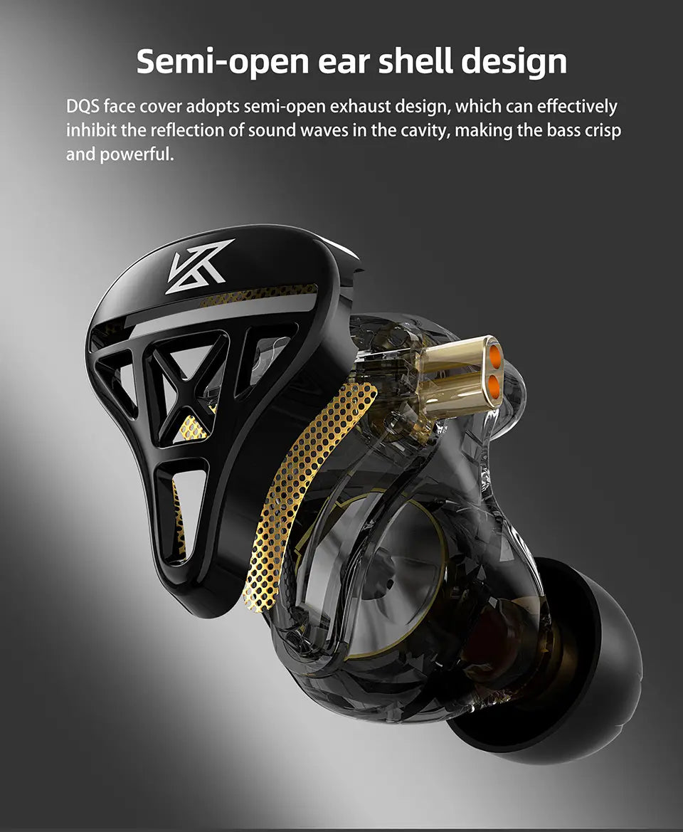 KZ DQS Metal Wired Earphones With Microphone In Ear Earbuds Headphones HiFi Bass Monitor Sport Music Stereo Detachable Headset