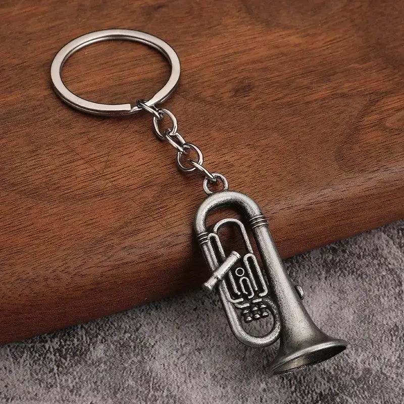 music small gift men and women keyrings Mini retro musical instrument metal keychain pendant